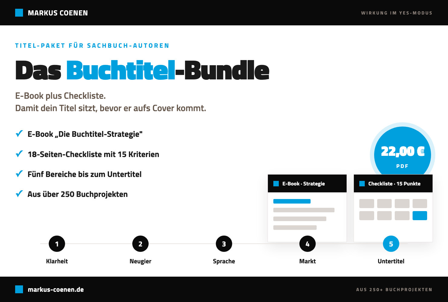 Das Buchtitel-Bundle: E-Book Die Buchtitel-Strategie plus Buchtitel-Checkliste mit 15 Kriterien in 5 Bereichen