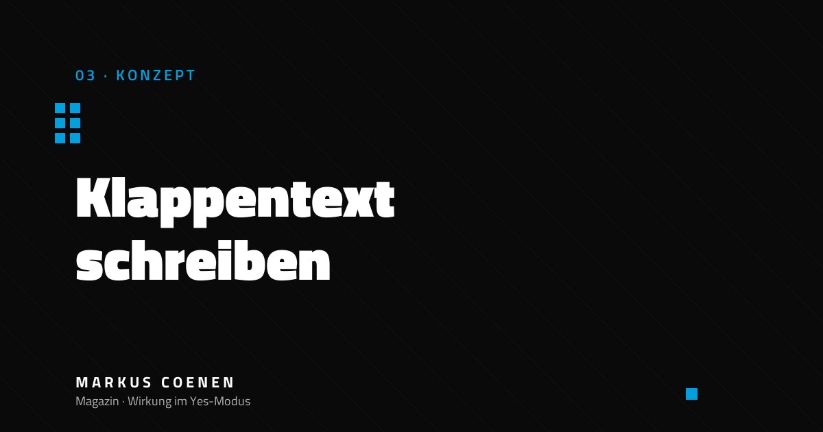 Klappentext schreiben – Verkaufstext für Sachbücher von Markus Coenen